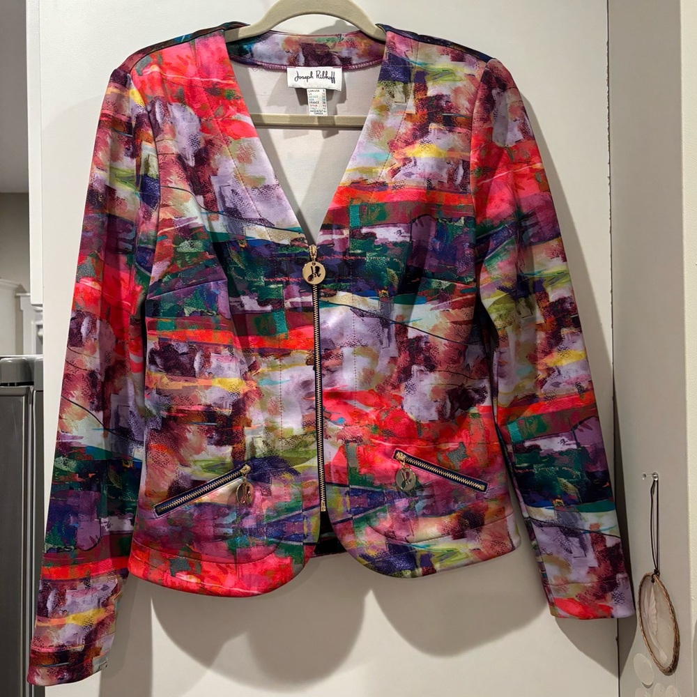 Joseph Ribkoff Colorful Abstract Women's blazer Jacket size 6 NWOT